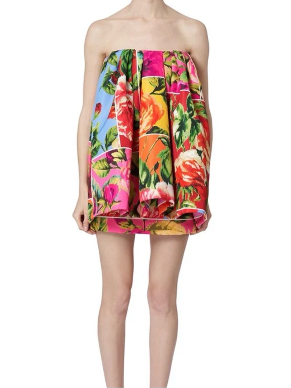 Carolina Herrera Strapless Floral Bubble Mini Dress in Bright Multi NWOT